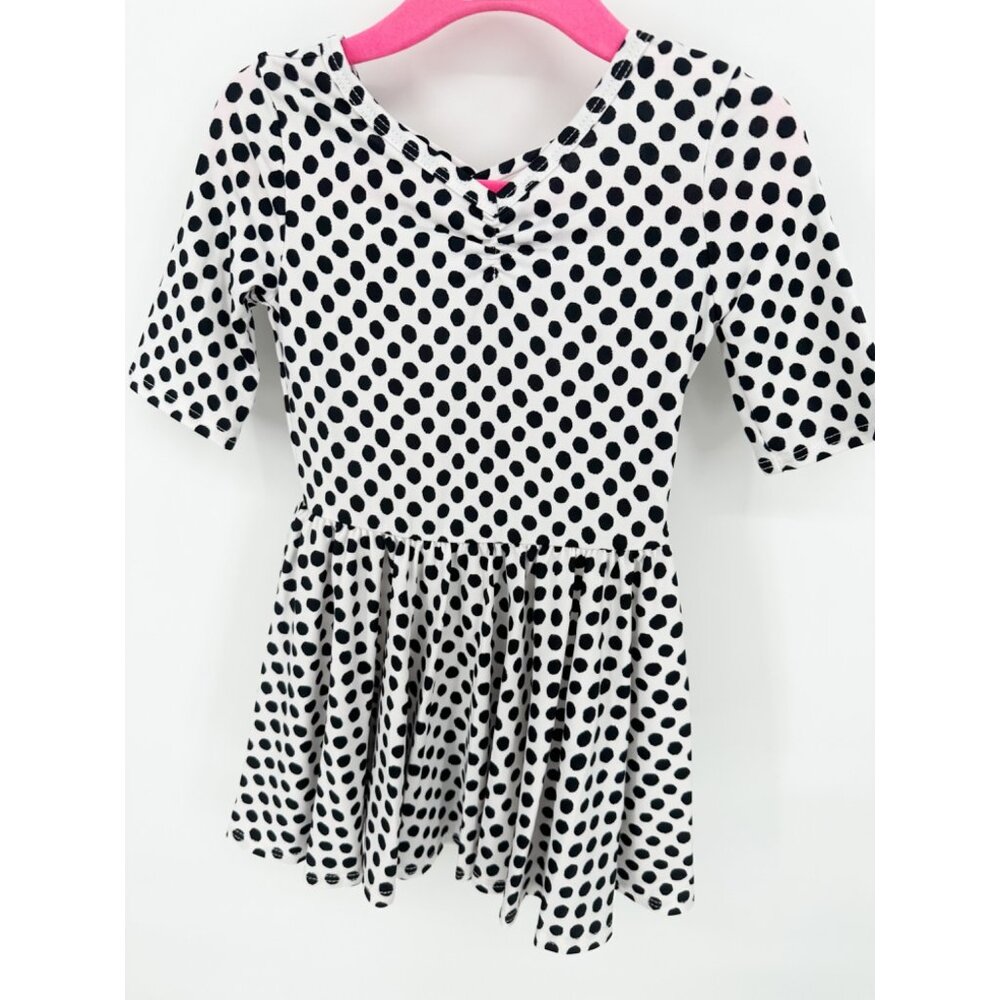 Dotdotsmile Girls Dress 12/24 Months White with Black Spots Print New With Tags